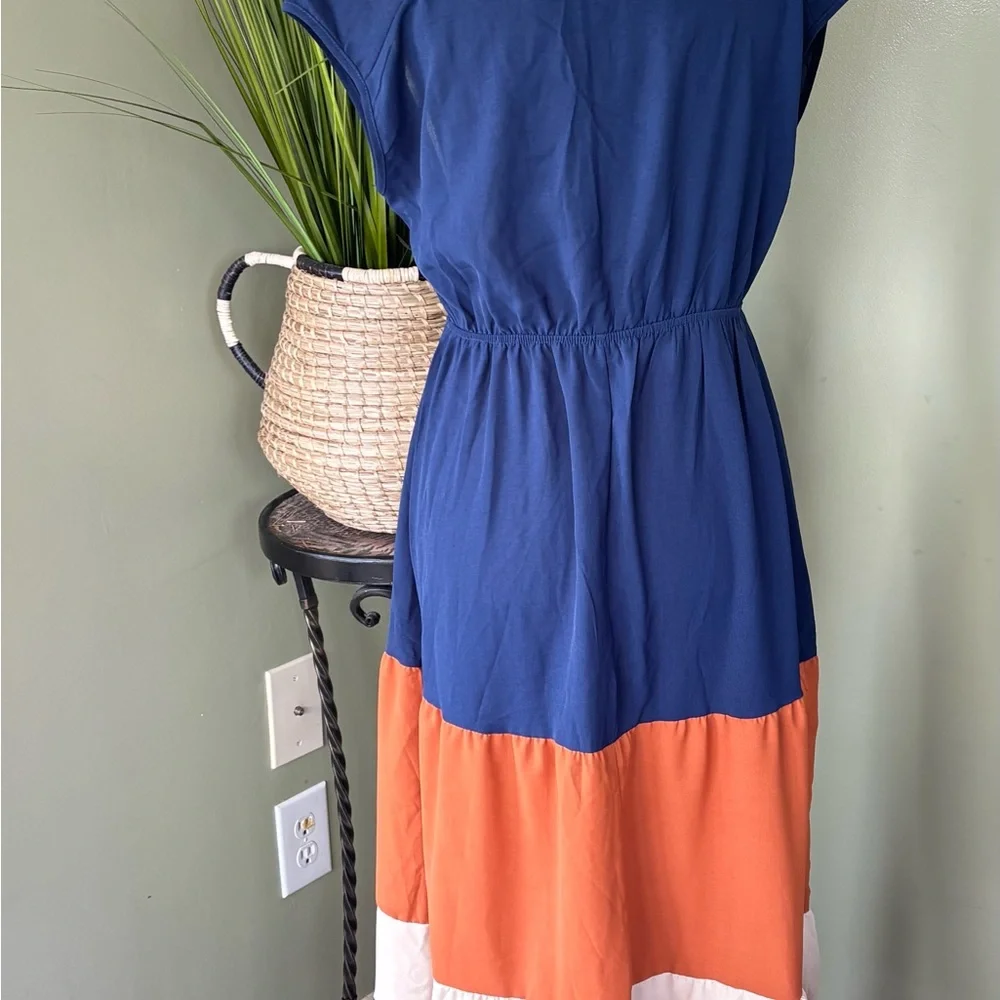 Source Unknown Navy, Orange, and Cream Maxi Dress - Picture 4 of 4